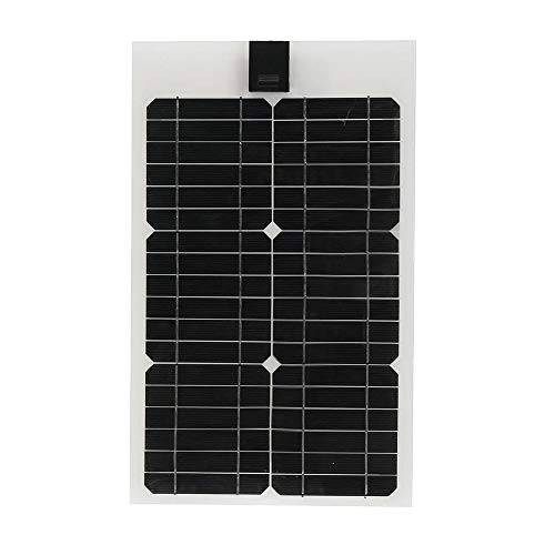 Yzibei Solar Panel 20W 12V Solar City Semi-flexible Solar Panel + 3m Cable For Car RV Boat (Color : Black, Size : 20W)
