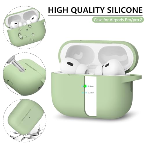 Image of Ljusmicker for AirPods Pro Case Cover with Cleaner Kit,Pastel Green | Silicone Protective Cover for Apple AirPods Pro 2nd /1st Generation Case with Keychain for Women Men,Shockproof