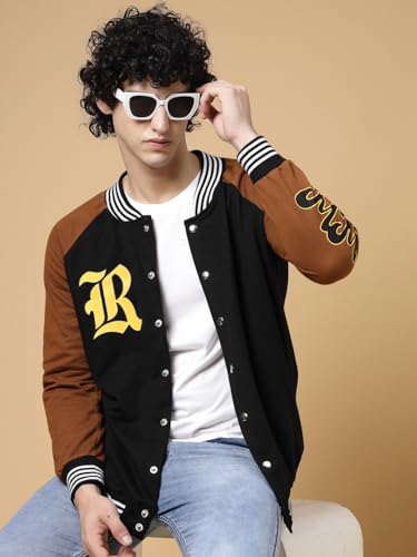 Image of Rigo Varsity Jacket for Men | Streetwear Varsity Jacket | Puff Print Varsity Jacket | Oversized Varsity Jacket for Men