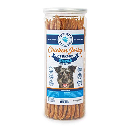 Texas Pet Company Crunchy Chicken Jerky Sticks - All-Natural - for Medium to Large Dogs - Made in The USA - 8oz resealable jar