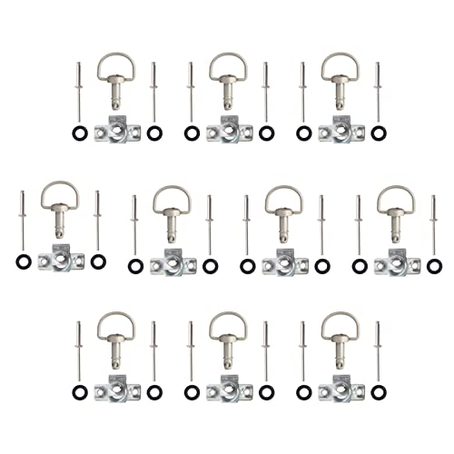 オートバイのネジ 10 セットオートバイユニバーサルクイックリリース D リング 1/4 ターンレースフェアリングファスナーリベット 19 ミリメートルネジ(Matt Silver)