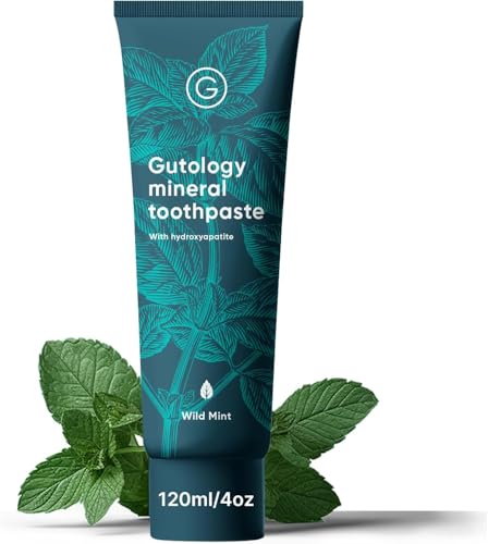Gutology Mineral Hydroxyapatite Toothpaste 120ml Microbiome Friendly Fluoride Free Tooth Paste Suitable for Adults & Children for Sensitive Teeth - Wild Mint