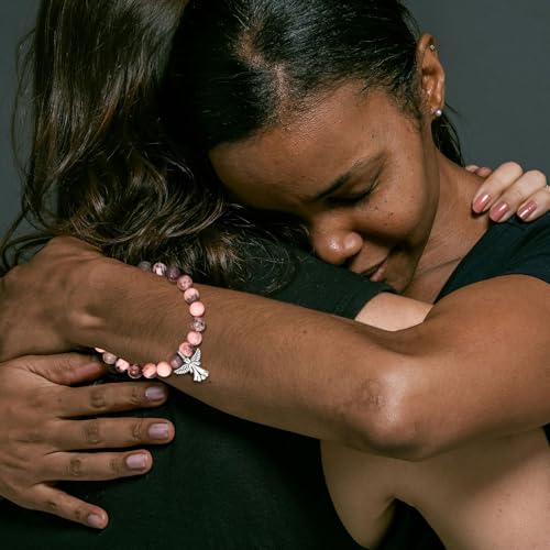 MIXJOY Guardian Angel Little Hug From Heaven Pink Natural Stone Bracelet for Loss of Mother Father, Bereavement Grief Gift for Women, Memorial Guardian Protection, Medium4