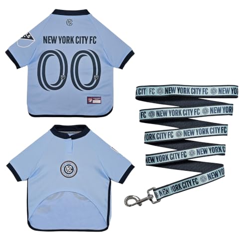 New York City FC Dog Jersey & Leash Set, Size Small