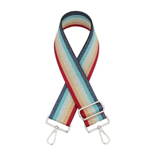 1 Stück Modischer Bunt Verstellbar Schultergurt für Taschen Damen Herren,5cm Breit Taschengurt,Längenverstellbarer 75-130cm Schulterriemen,DIY Zubehör für Tasche,Silberne Schnalle,Regenbogenfarben
