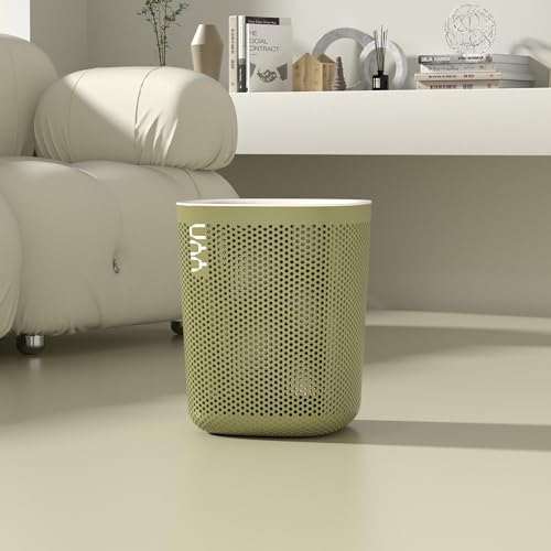 Image of Kriva Plastic Square Open Top Trash Can | 12L Garbage Container Wastebasket | Large Capacity Hollow Dustbin for Bathrooms, Laundry Room, Kitchens, Offices, Kids Rooms, Dorms (Green)