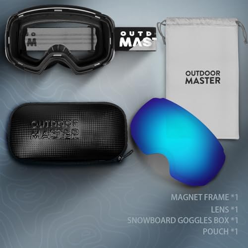 Image of OutdoorMaster Ski Goggles PRO - Frameless, Interchangeable Lens 100% UV400 Protection Snow Goggles for Men & Women (VLT 15% Blue Lens Free Protective Case)