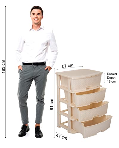 Image of Joyful Studio 4 XL Plastic Modular Drawer System for Home, Office, Hospital, Parlor, School, Doctors, Home and Kids, Product Dimension When assembeled (31cmx39cmx80.9 cm) (Jumbo /Ivory)