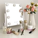 Lights Vanity Mirror, 14.5" L x 12" W LED Makeup Mirror with 9 LED Lights,3 Modes Light Modes&Touch Control Dimmable Tabletop Makeup Mirror,Detachable 10X Magnification,360°Rotation (White) - Image 5
