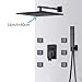LED Shower Faucet Set Black LED Rainfall Shower Head 6pcs Massage SPA Jets 3-Way Hot Cold Mixer Tap Bath Shower System-16inch Set