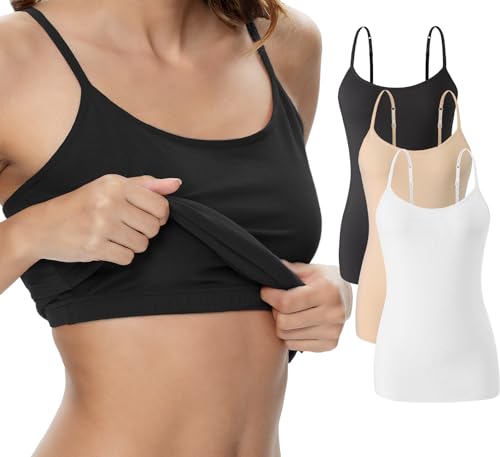 Image of Vislivin Womens Cotton Camisole Adjustable Strap Tank Tops with Shelf Bra Stretch Undershirts