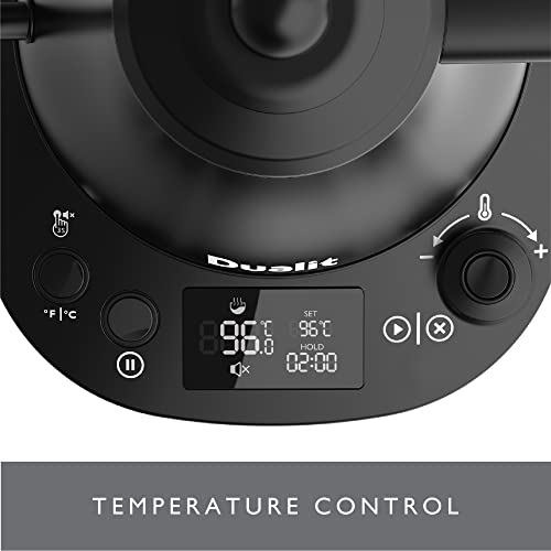 Dualit Pour Over Fast Boil Electric Kettle - Matt Black -Gooseneck Precision Spout - Digital Display Screen - Highly Energy Efficient 800ml Capacity - 72960