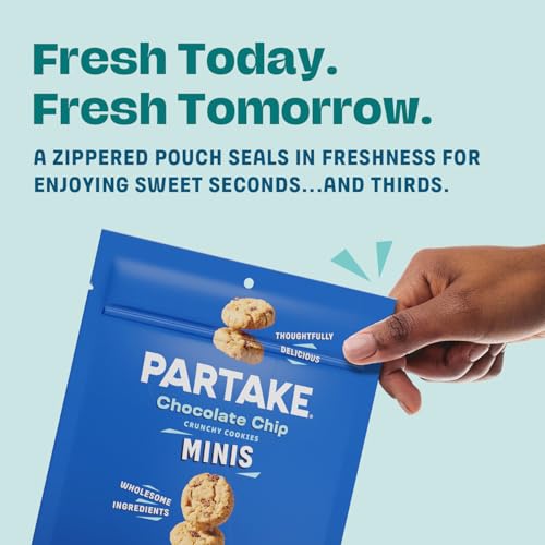 Gluten Free Partake Crunchy Chocolate Chip & Vanilla Sprinkle Cookies Variety Pack - Vegan - Free From the Top 9 Allergens Including Dairy, Wheat, Soy, Eggs, & Peanuts - Non GMO - Safe School & Office Snack (4 Pack, 3oz Resealable Bags)