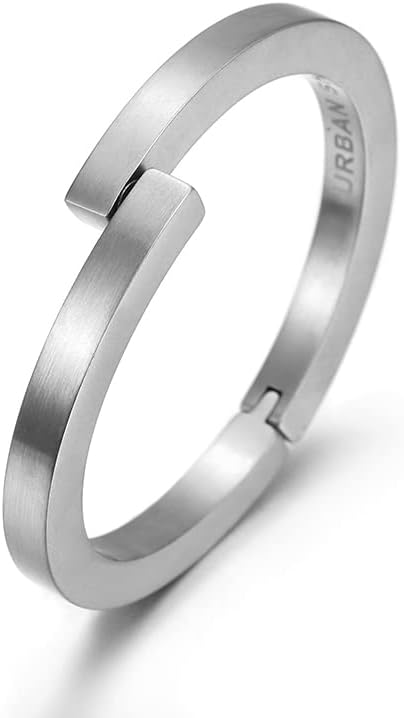 CIUNOFOR Bracelet bangle Large size for Men Polished Finish Cuff Black White Bangle Stainless Steel Metal Bracelet with Simple Twisted Line Design Jewelry Gifts for Women (Silver, Large)