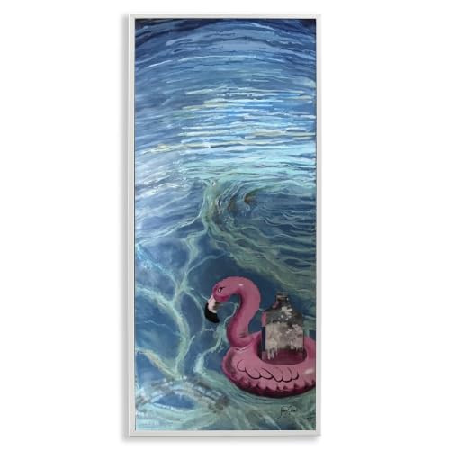 Flamingo Pool Float Summertime Ripples, 10 x 24 Inch Framed Giclée Print