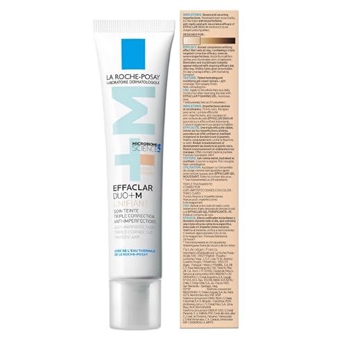La Roche-Posay, Effaclar Duo+M, Soin Teinté Anti-Imperfections, Peau à Tendance Acnéique, Triple Correction Boutons, Points Noirs et Marques, Effet Unifiant et Matifiant, Teinte Light, 40 ml