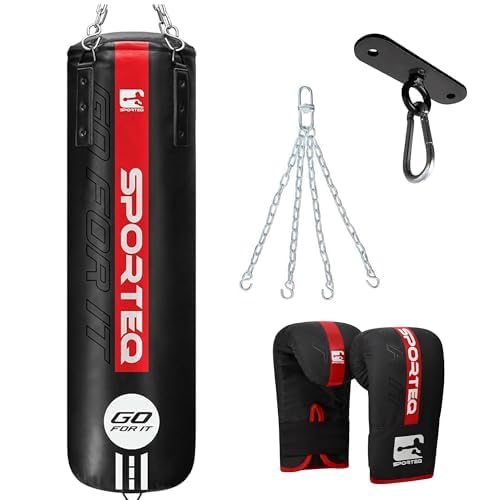 Sporteq Rexnyl Heavy Filled 4FT Punch Bag Combos for All Ages & Genders | Boxing, Martial Arts, Commercial & Home Gym Use