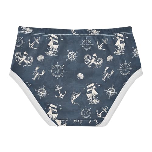 Little Girls' Soft Cotton Underwear Kids Breathable Comfort Vintage Marine Compass Panties Briefs Toddler2