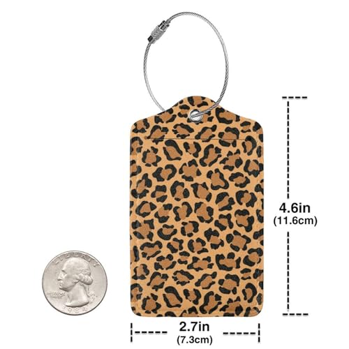 2 Pcs Leopard Luggage Tag for Suitcase, Identifiers Privacy Cover ID Label with Steel Loop, Cute Cheetah Tags Gifts Accessories for Women Men Outdoor Travel Father's Mother's Day2