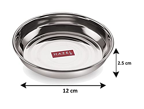 Image of HAZEL Stainless Steel Plates Set for Serving Halva| Small Steel Plates for Snacks | Breakfast Plates, 200 ML, Set of 1