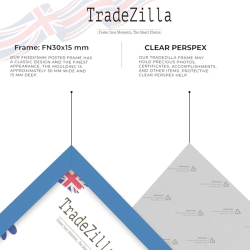 TradeZilla | MDF Poster Frame (60 x 80 CM) Elegant Picture Frame for Home, Office & Art Gallery Wall, MDF Wood Finish, Hanging Hooks for Easy Installation [ Blue ] - Image 3