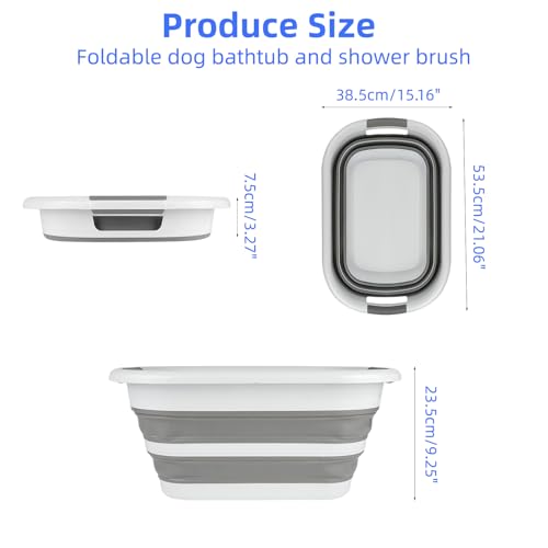 Image of COM4SPORT Collapsible Dog Bathtub,26L Foldable Pet Bathtub and Silicone Shower Brush, Pet Wash Tub for Puppy, Small Dog and Cat