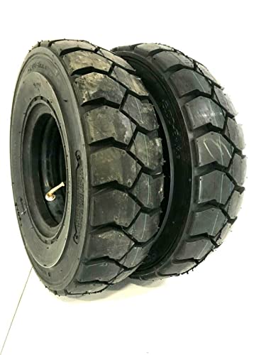 Two 4.00-8 Forklift Tire with Tubes, Flap Grip Plus Heavy Duty 400x8 4x8, Includes Tubes and Flap Grip Plus for Superior Traction and Reliability in 400x8 4x8 Size