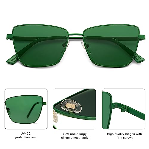 SOJOS Trendy Polarized Cat Eye Sunglasses Womens Flat Lens Retro Metal Frame Shades Lentes De Sol Para Mujer SJ11894