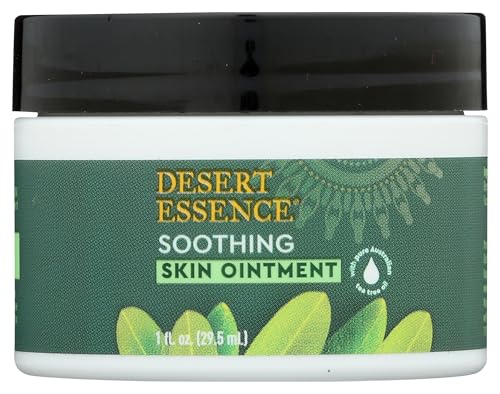 Desert Essence TEA TREE OIL SKIN OINTMENT – Itch Relief, Rash Cream for Razor Burn - Soothing Balm with Lavender & Jojoba - Gluten & Cruelty-Free - 1 oz