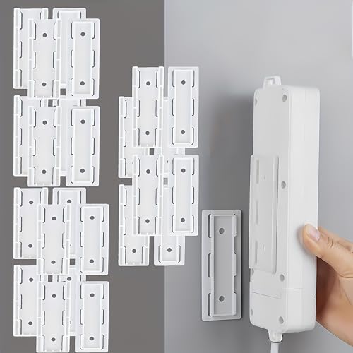Image of PERMAFROST Self Adhesive Power Strip Holder, Surge Protector Fixator Wall Mount Punch Free Cable Management System for Remote Control Router Computer Kitchen Home and Office. (10)