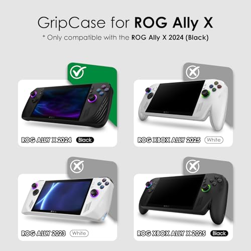 Skull & Co. GripCase Bundle for ROG Ally X: A Soft Protective Case with Textured Grips Full Protection and Stand, Shock-Absorption Non-Slip and Anti-Scratch Cover Design (with Carrying Case)- Black