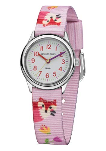 JACQUES FAREL HCC 300 Montre pour fille avec bracelet en textile Rose, Rose, Sangles Cover
