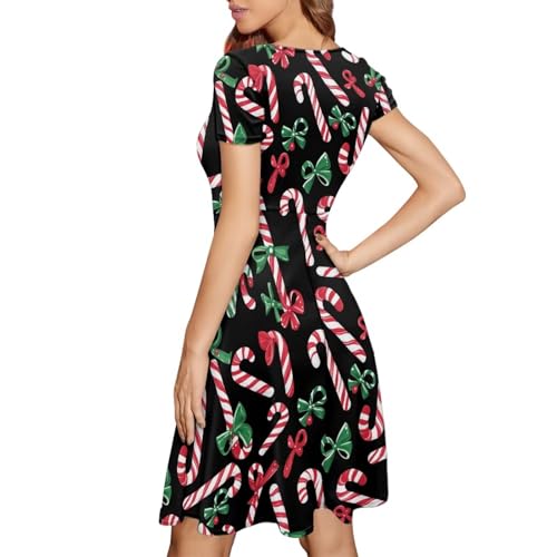 Image of AFPANQZ Womens Casual Summer Lightweight Vintage Dress Short Sleeve Midi Dress Knee-Long Luxury Formal Dress
