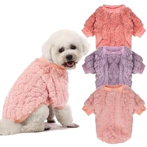 Dog Sweater, 3 Pack Dog Sweaters for Small Dogs or Cats, Girl or Boy, Warm Dog Clothes Shirt Coat for Winter Christmas (Pink, Purple, Rose Red, Small)
