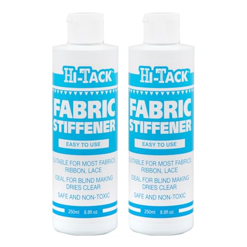 HI-TACK Gewebeversteifung, 2 Stück, 250 ml, einfach zu bedienen, sicher und ungiftig, permanente Versteifung mit integriertem Glanz, geeignet für synthetische und natürliche Stoffe, ideal für
