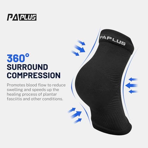 PAPLUS Plantar Fasciitis Compression Socks for Women & Men (6 Pairs) with Arch and Ankle Support for Pain Relief Black White Gray XX-Large