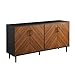 Walker Edison Caye Modern 4-Door Bookmatch Buffet-Sideboard for Storage, 58 Inch, Acorn Bookmatch/Black