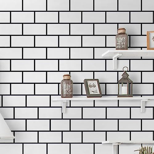 White Brick Wallpaper White Trellis Wallpaper White Subway Wallpaper White Tile Wallpaper Peel and Stick Wallpaper Self Adhesive On Kitchen Backsplash Removable Wall Covering 17.7”×78.7”