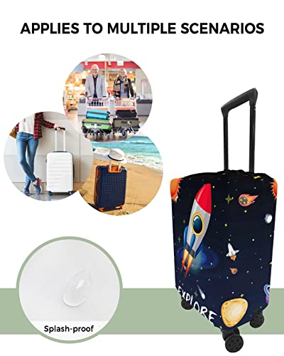 Travel Luggage Cover Medium Suitcase Cover Fit for 22-25 Inch Luggage Luggage Protector Suitcase Cover Explore the Universe Galaxy Vortex Rocket Planet Luggage Cover Protector for Suitcase4