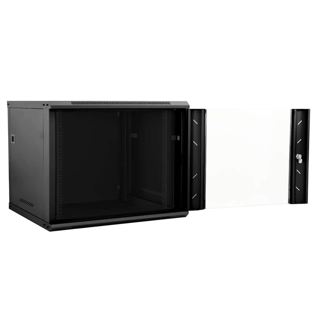 vidaXL Armoire réseau avec Stockage Noir 60 x 60 x 50 cm Acier, Solutions de Rangement Bureau, Armoire Solide, Technologie Murale, Serveur Industriel, Organisateur électronique
