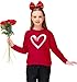 Remimi Kids Valentine Shirt Long Sleeve Girls Fashion Cute Heart Printed Special Event Sweatshirt Red 7-8 Years