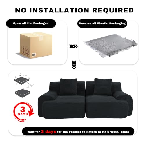 Image of Loveseat Modular Sectional Sofa, Modern 2 Seat Couch with Deep Seat