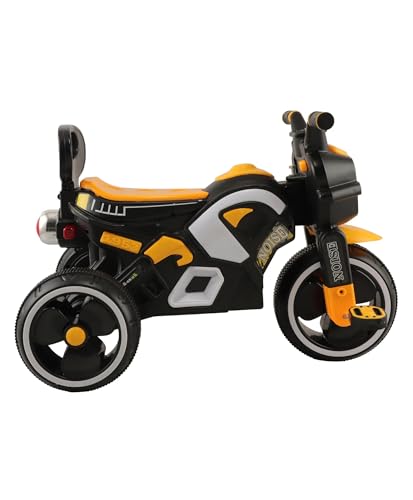 Image of SRECAP Kids Pedal Tricycle with Push Handle | Toddler Trike with Headlight, Music, EVA Wheels & Curved Seat with Backrest | 15 Months-3 Years (Yellow)