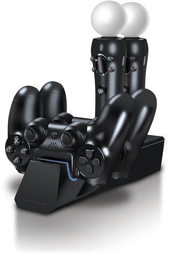 Quad Dock VR - 4-Port Charging Dock Station for Two PS4/PSVR/Move Motion Controllers & Two PS4 DualShock 4 controllers - by dreamGEAR
