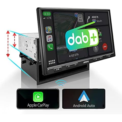 ATOTO F7 XE 10 inch Built in DAB/DAB+ Car Stereo- Double-DIN & Single-DIN Adaptive Car Radio with Wireless CarPlay, Wireless Android Auto, Bluetooth, HD LRV, Mirror Link, Quick Charge, F7G110XE-EU2 Cover