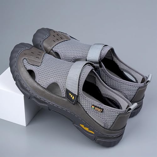 Fashion Men's Handmade Sandals, Closed Toe Hiking Sandals, Hollow Out Backpacking Beach Shoes2