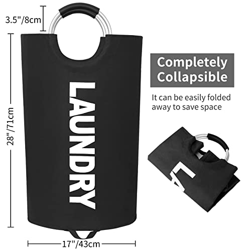 Zero Jet Lag 115L X-Large Laundry Basket Collapsible Fabric Laundry Hamper Tall Dorm Laundry Bag With Handles (Black And Light Gray) #TOP1