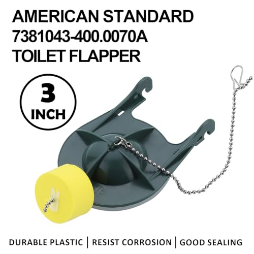 3 Inch Toilet Flapper Replacement Compatible with American Standard 7381043-400.0070A, Fit 1.28 gpf Toilet with Stainless Chain and Float, Green by OasisFlow - Used condition - Image 3