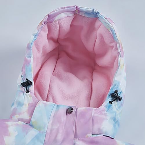 Girls Ski Jacket Pant Set Winter Warm Hooded Snowsuits Kids Toddler Tie Dye Colorful Outdoor Windproof Ski Suit Baby2