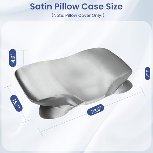 2 Pack Satin Pillowcase for Zelimun Cervical Pillow, Contour Pillow Case Cover, Soft Pillowcase Cover with Zipper (Grey) by Zelimun - Image 2